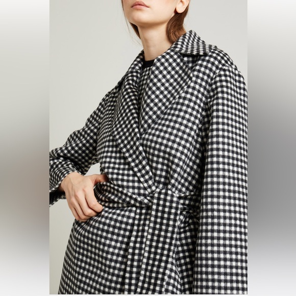 SOLD! NWOT Max Mara Studio Label-cut Alcade Check-Print Wool Wrap Coat Fall - Picture 5 of 17